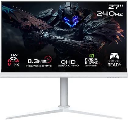 Монитор GAMEON Arctic Pro Series Gaming Monitor, 27" Fast IPS Display, QHD Resolution, 240Hz Refresh Rate, 0.3ms Response Time, AMD FreeySync & NVIDIA G-Sync Technology, White | GOA27QHD240IPS