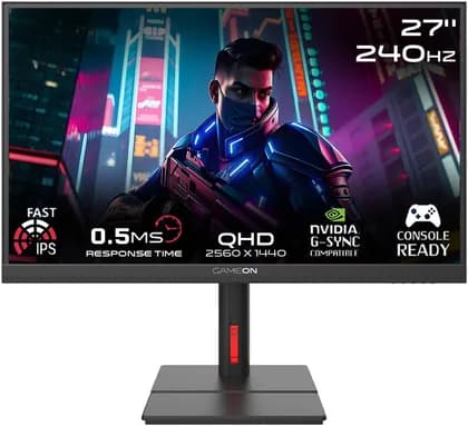 Монитор GAMEON Midnight Signature Series Gaming Monitor, 27" Fast IPS Display, QHD Resolution, 240Hz Refresh Rate, 0.5ms Response Time, AMD FreeSync & NVIDIA G-Sync Technology, Black | GOML27QHD240IPS