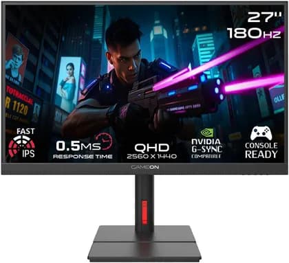 Монитор GAMEON Midnight Signature Series Gaming Monitor, 27" Fast IPS Display, QHD Resolution, 180Hz Refresh Rate, 0.5ms Response Time, AMD FreeSync & NVIDIA G-Sync Technology, Black | GOML27QHD180IPS