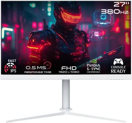 Монитор GAMEON Arctic Pro Series Gaming Monitor, 27" Fast IPS Display, FHD Resolution, 380Hz Refresh Rate, 0.5ms Response Time, NVIDIA G-Sync & AMD FreeSync Technology, White | GOAP27FHD380IPS