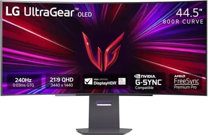 Монитор LG 45GS95QE Curved Gaming Monitor, 45" WQHD OLED Display, 240Hz Refresh Rate, 0.03ms (GtG) Response Time, AMD FreeSync Premium Pro & NVIDIA G-Sync Compatible, Black | 45GS95QE