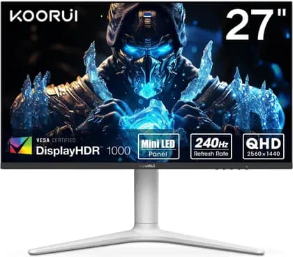 Монитор KOORUI GN10 Gaming Monitor, 27" QHD Mini-LED VA Display, 240Hz Refresh Rate, 1ms Response Time, Ergonomic Stand, HDR 1000, Crosshair Function, 1.07B Display Color, White | GN10