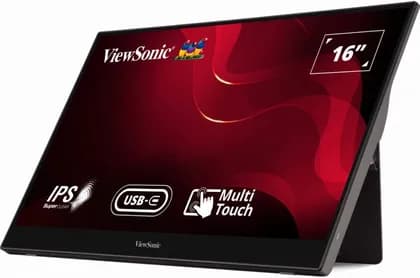 ViewSonic TD1655 16" Full HD Touch Portable Monitor, USB Type C x2, Mini HDMI, Audio Out & Joy Key, 6.5ms Response Time (Typical GTG), 60Hz Refresh Rate - Silver | TD1655