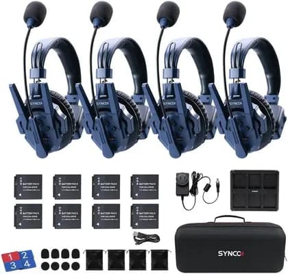 Наушники SYNCO Xtalk Master4 Wireless Intercom Headset System, 2.4G Full Duplex 500m Range with ENC Noise Cancelling 15H Battery USB C, Master4 Four Users | Xtalk-Master4