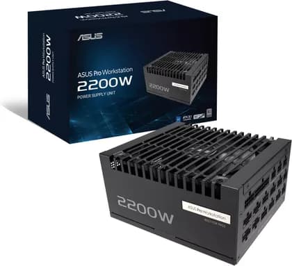 ASUS Pro WS Power Supply, 2200W Power, 80 PLUS Platinum Efficiency, ATX 3.1 Compatible, Dual-Ball Fan Bearings, Gold-Plated High-Performance Copper Pins, Black | 90YE00Z1-B0NA00