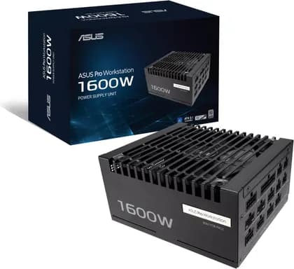 ASUS Pro WS Power Supply, 1600W Power, 80 PLUS Platinum Efficiency, ATX 3.1 Compatible, Dual-Ball Fan Bearings, Gold-Plated High-Performance Copper Pins, Black | 90YE00Z2-B0NA00