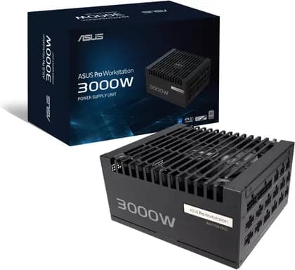ASUS Pro WS Power Supply, 3000W Power, 80 PLUS Platinum Efficiency, ATX 3.1 Compatible, Dual-Ball Fan Bearings, Gold-Plated High-Performance Copper Pins, Black | 90YE00Z0-B0EA00