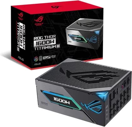 ASUS ROG Thor 1600W Titanium III Fully Modular Power Supply, 80 Plus Titanium Efficiency, Cybenetics Titanium Certification, Active PFC, ATX 3.1 Standard, GaN MOSFET Technology | 90YE00V1-B0NA00