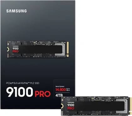 SAMSUNG 9100 PRO 4TB Capacity, PCIe 5.0 NVMe M.2 Internal SSD, V-NAND TLC Type, Up to 14,800 MB/s Sequential Read & Up to 13,400 MB/s Sequential Write, TRIM & SMART Support | MZ-VAP4T0BW