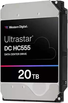 Western Digital Ultrastar HC555 Data Center Internal Hard Drive, 3.5" Form Factor, 20TB SATA Interface, SE Security, Up to 285 MB/s Transfer Rate, 512MB Cache Size | WUH722020CLE6L4 / 0B48724