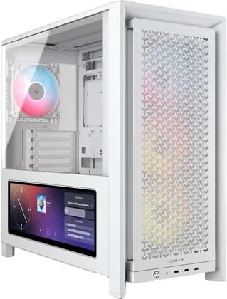 Corsair FRAME 4000D LCD RS ARGB Premium Mid-Tower PC Case, 4x RS120 aRGB Pre-Installed Fans, XENEON EDGE 14.5" LCD Touchscreen, 360mm Radiator & 13x 120mm Fan Support, White | CC-9011327-WW