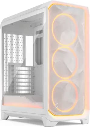 Fractal Design Meshify 3 Ambience Pro RGB ATX Mid Tower Computer Case, 3x Momentum 14 Fans, Up to 360mm Radiator & 6x Fan Support, Cable Organizers, Clear Tint Glass Panel, White | FD-C-MES3A-05