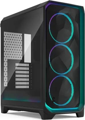 Fractal Design Meshify 3 Ambience Pro RGB ATX Mid Tower Computer Case, 3x Momentum 14 Fans, Up to 360mm Radiator, Cable Organizers, Light Tint Glass Panel, Tempered Glass, Black | FD-C-MES3A-03