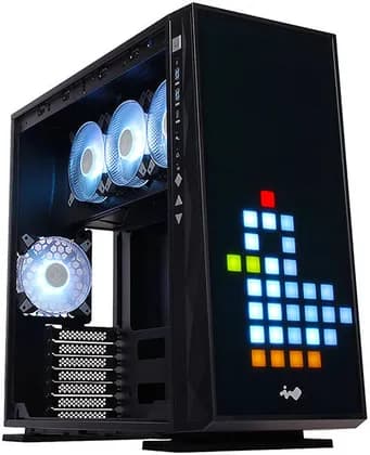InWin 309 Gaming Edition E-ATX Mid Tower Computer Case, 4x PreInstalled Saturn ASN120 Fans, SECC, Tempered Glass, ABS Materials, Up to 350mm GPU & 360mm Radiator Support, Black | IW-CS-309GE-BLK