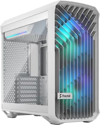 Fractal Design Torrent Mid-Tower Case with Clear Tempered Glass Side Panel and RGB Fans, Up to 360mm Radiator & 6x120mm Fans Support, 3x 2.5" Drive, USB 3.1 C/USB 3.0, White | FD-C-TOR1A-07