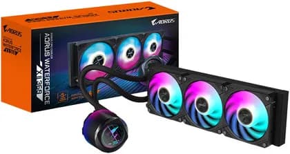 GIGABYTE AORUS WATERFORCE X II 360, AIO Liquid Cooler With ARGB Fans, 360mm, Rotatable Water Block, Intel 115x,1200,1700 AMD TR4, AM5, AM4, sTR5, Black | AORUS-WATERFORCE-X-II-360