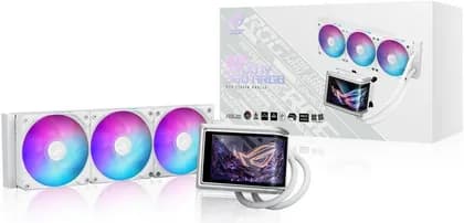 ASUS ROG RYUO IV 360 ARGB Liquid CPU Cooler, 6.67″ AMOLED Display, 360mm Radiator, 3x ROG RYUO IV MF-12C ARGB Pre-Installed Fan, 2000 RPM Fan Speed, 56.66 CFM Airflow, White | 90RC01N2-B0EAY0