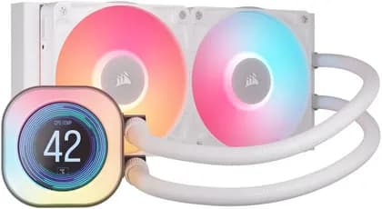 Corsair iCUE LINK TITAN 240 RX LCD AIO Liquid CPU Cooler, Customizable LCD Screen, Compatible With Intel Socket LGA 1851, 1700, AMD AM5, AM4, Addressable RGB, Extreme Cooling, White | CW-9061025-WW