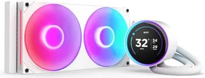 NZXT Kraken Elite 280 RGB Liquid CPU Cooler, 2.72" (640 x 640) IPS 60Hz Display, 280mm Radiator, F280 Fans, 2000 RPM Fan Speed, 98.61 Fan Airflow, White | RL-KR28E-W2