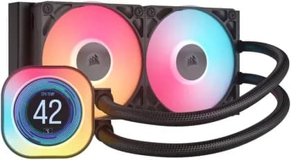 Corsair iCUE LINK TITAN 240 RX LCD AIO Liquid CPU Cooler, Customizable LCD Screen, Compatible With Intel Socket LGA 1851, 1700, AMD AM5, AM4, Addressable RGB, Extreme Cooling, Black | CW-9061022-WW