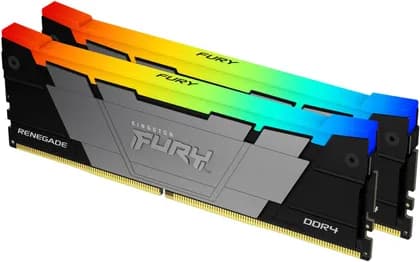 Kingston FURY Renegade DDR4 RGB Memory Kit, 16GB (8GB x2) Capacity, 4000MT/s Memory Speed, CL19 CAS Latency, 1.35 Voltage, 288-Pin, Intel XMP Profile | KF440C19RB2AK2/16