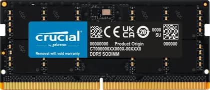 Crucial 32GB DDR5-4800 SODIMM Laptop Memory, CL40 Cas Latency, 40-39-39 Extended Timings, 1.1 Voltage, 262 Pin, Unbuffered Non ECC | CT32G48C40S5