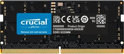 Crucial 16GB DDR5 4800 MHz SO-DIMM Laptop Memory Module, 4800 MHz Clock Speed, CL40 CAS Latency, Unbuffered, Non-ECC, 1.1 Voltage, 262-Pin SO-DIMM, Black | CT16G48C40S5