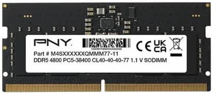 PNY Performance DDR5 Laptop Memory, 16GB Capacity, 4800MHz Speed, CL40 CAS Latency, 1.1 Voltage, On-Die ECC | MN16GSD54800-BLK