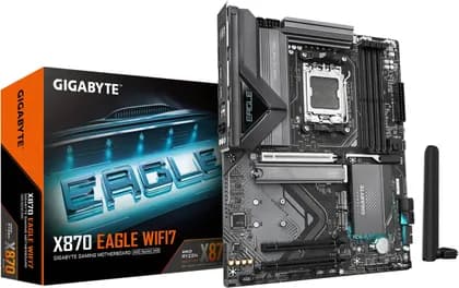 GIGABYTE X870 EAGLE WIFI7 Motherboard, AMD Socket AM5, 4x DDR5 DIMM Slots, AMD X870 Chipset, DDR5 Up to 256GB Memory, EZ-Latch Plus, 3 x M.2 Slots | X870-EAGLE-WIFI7