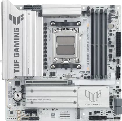 ASUS TUF GAMING B850M-PLUS WIFI7 W m-ATX AM5 Motherboard, AMD B850 Chipset, 4x DDR5 DIMM Slots, Up to 256GB Max Memory, 1x PCIe 5.0 x16 SafeSlot, 3x M.2 Slot, White | 90MB1MD0-M0EAY0