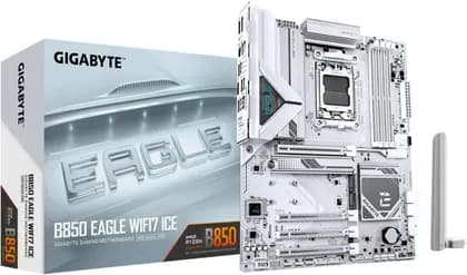 GIGABYTE B850 EAGLE WIFI7 ICE AM5 ATX Motherboard, AMD B850 Chipset, 4x DDR5 DIMM Slots, 256GB Max Memory, 1x PCIe 5.0 x16, 3x M.2 Slots, WIFI 7 & BT 5.4, White | B850-EAGLE-WF7-ICE