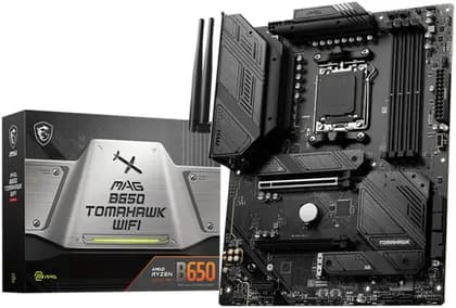MSI MAG B650 TOMAHAWK WIFI AM5 ATX Motherboard, AMD B650 Chipset, 4x 2 Channel DDR5 Slots, 128GB Max Memory, Wi-Fi 6E, 2.5Gbps LAN, 2x PCI-E x16, 3x M.2 , 1x HDMI & DP, USB 3.2/2.0 | 911-7D75-001