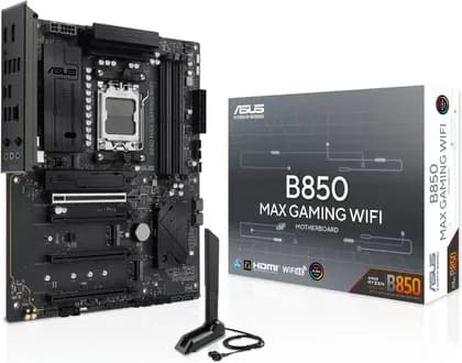 ASUS B850 MAX GAMING WIFI AM5 ATX Motherboard, AMD B850 Chipset, 4x DDR5 DIMM Slots, Up to 256GB Max Memory, 1x PCIe 5.0 x16 SafeSlot, 3x M.2 Slots | 90MB1PR0-M0EAY0