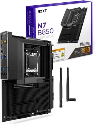 NZXT N7 B850 AM5 ATX Motherboard, AMD B850 Chipset, 4x DDR5 DIMM Slots, Up to 192GB Max Memory, 1x PCIe 5.0 x16 Slots, 3x M.2 Slots, Black | N7-B85XT-B1