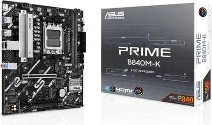 ASUS PRIME B840M-K AM5 mATX Motherboard, AMD B840 Chipset, 2x DIMM DDR5 Slots, Up to 128GB Max Memory, 1x PCIe 4.0 x16 Slot, 2x M.2 Slots | 90MB1PK0-M0EAY0