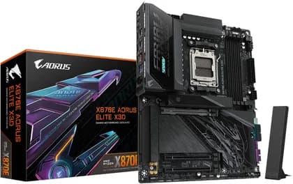 GIGABYTE X870E AORUS ELITE X3D AM5 ATX Motherboard, AMD X870E Chipset, 4x DDR5 DIMM Slots, 256GB Max Memory, 1x PCI Express x16 Slot, 4x M.2 Slots, Black | 9MX87EEX-00-G10