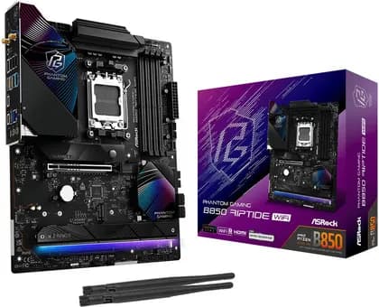 ASRock B850 Riptide WiFi AM5 ATX Motherboard, AMD B850 Chipset, 4x DDR5 DIMM Slots, 256GB Max Memory, 1x PCIe 5.0 x16, 4x M.2 Slots, Black | 90-MXBQT0-A0UAYZ