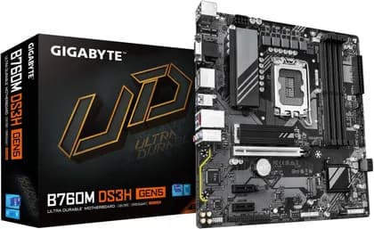 GIGABYTE B760M DS3H GEN5 LGA1700 Micro ATX Motherboard, Intel B760 Chipset, 4x DDR5 DIMM Slots, Up to 256GB Max Memory, 1x PCIe 5.0 x16 with PCIe UD Slot, 2x M.2 Slots | B760M-DS3H-GEN5