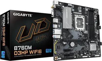 GIGABYTE B760M D3HP WIFI6 LGA1700 Micro ATX Motherboard, Intel B760 Chipset, 4x DDR5 DIMM Slots, Up to 192GB Max Memory, 1x PCIe 4.0 x16 Slot, 2x M.2 PCIe 4.0 x4, Wi-Fi 6 & BT 5.3 | B760M-D3HP-WIFI6