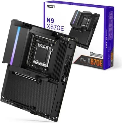 NZXT N9 X870E AM5 ATX Motherboard, AMD X870E Chipset, 4x DDR5 DIMM Slots, Up to 192GB Max Memory, 1x PCIe 5.0 x16 Slot, 4x M.2 Slots, Black | N9-X87XT-B1