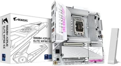 GIGABYTE B860M Aorus Elite Ice LGA 1851 Micro ATX Motherboard, Intel B860 Chipset, 4x DDR5 DIMM Slots, Up to 256GB Max Memory, 1x PCIe 5.0 x16, 3x M.2 Slots, WiFi & BT, White | B860M-A-ELT-WF6E-ICE
