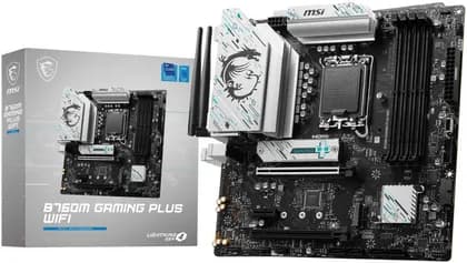 MSI B760M Gaming Plus Wi-Fi LGA 1700 Micro ATX Motherboard, Intel B760 Chipset, 4x DDR5 DIMM Slot, Up to 256GB Max Memory, 2x M.2 SSD Slot, 2x PCIe x16 Slot, Intel Wi-Fi 6E & BT5.3 | 911-7D99-032