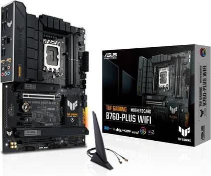 ASUS TUF Gaming B760-Plus Wi-Fi ATX LGA 1700 Motherboard, Intel B760 Chipset, 4x DIMM DDR5 Slots, 192GB Max Memory, 3x M 2 Slots, 2x PCIe 5 0 x16 Slot, Realtek 2 5Gb Ethernet 90MB1ER0-M1EAY0
