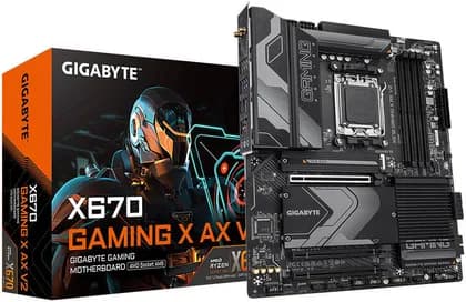 GIGABYTE X670 GAMING X AX V2 AM5 ATX AMD Motherboard, AMD X670 Chipset, 4x DDR5 DIMM Slots, 192GB Maximum Memory, 3x M.2 Slots, PCI Express 5.0 x4, HDMI, Black | X670-GAMING-X-AX-V2
