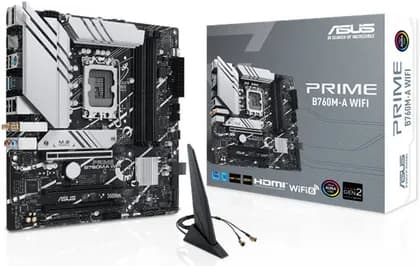 ASUS PRIME B760M-A WIFI LGA1700 mATX Motherboard, Intel B760 Chipset, 4x DDR5 DIMM, Support up to 128GB Memory, Wi-Fi 6 / 2.5Gb ETH / PCIe 4.0, USB 2.0 / 3.2 Type-C, 2*M.2, HDMI/DP | 90MB1EL0-M1EAY0