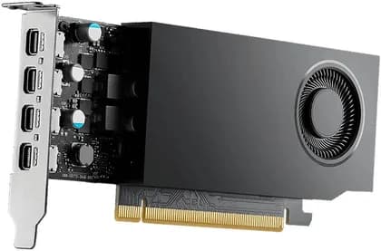 PNY NVIDIA RTX A400 Graphics, 4GB GDDR6 64-Bit Memory, 24 Tensor Cores, 6 RT Cores, PCI Express 4.0 x8, 768 CUDA Cores, 4x Mini-DisplayPort 1.4, Black | VCNRTXA400-SB