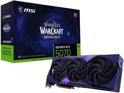MSI GeForce RTX 5070 World of Warcraft Midnight Void Edition OC Graphics Card, 12GB GDDR7 192-Bit Memory, 2610 MHz Boost Clock, 28 Gbps Memory Speed, 6144 CUDA Cores, PCI Express Gen 5 | 912-V532-255