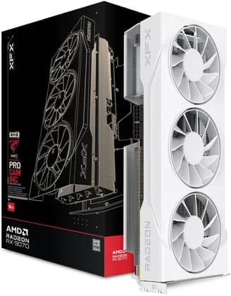 XFX Swift AMD Radeon RX 9070 OC Triple 90mm Fan Gaming Ed Graphics Card, 16GB GDDR6 256-Bit Memory, 2700MHz Boost Clock, 20Gbps Memory Speed, 4096 Stream Processors, PCI-E 5.0, White | RX-97SWFT3W7