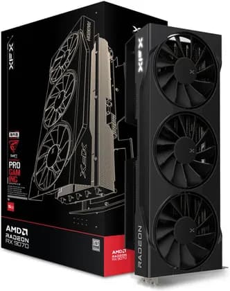 XFX Swift AMD Radeon RX 9070 OC Triple Fan Gaming Edition Graphics Card, 16GB GDDR6 256-Bit Memory, 2700 MHz Boost Clock, 4096 Stream Processors, 20 Gbps Memory Speed, PCI Express 5.0 | RX-97SWFB3B9