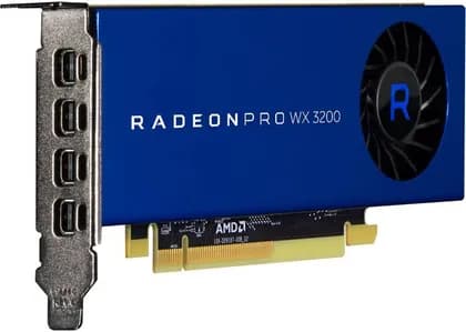 AMD Radeon Pro WX 3200 Graphics Card, 4GB GDDR5 128-bit Memory, 96 GB/s Memory Bandwidth, 640 Stream Processors, PCIe 3.0 x16, 1.66 TFLOPS Single Precision, 4 x Mini DisplayPort 1.4 | 100-506115